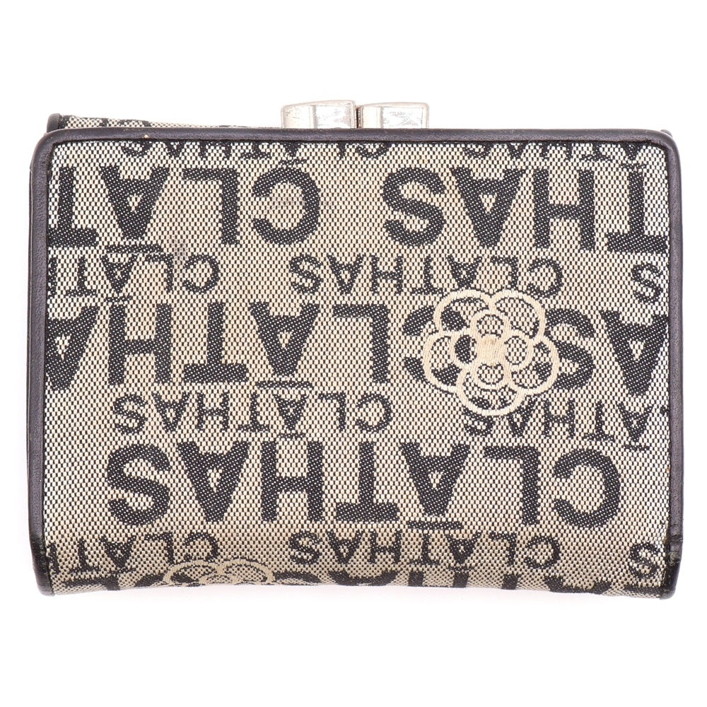 CLATHAS(クレイサス) 三つ折り財布 コンパクトウォレットカードケース ベージュ レザー×キャンバス