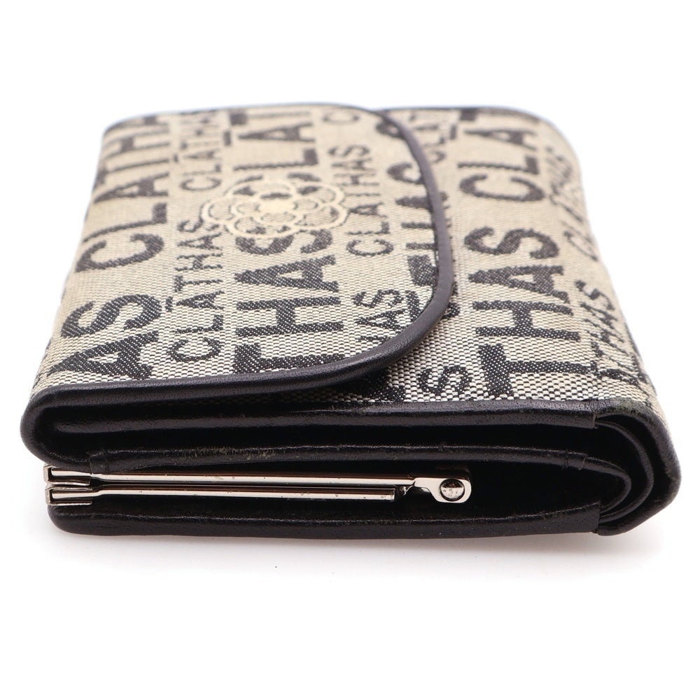 CLATHAS(クレイサス) 三つ折り財布 コンパクトウォレットカードケース ベージュ レザー×キャンバス