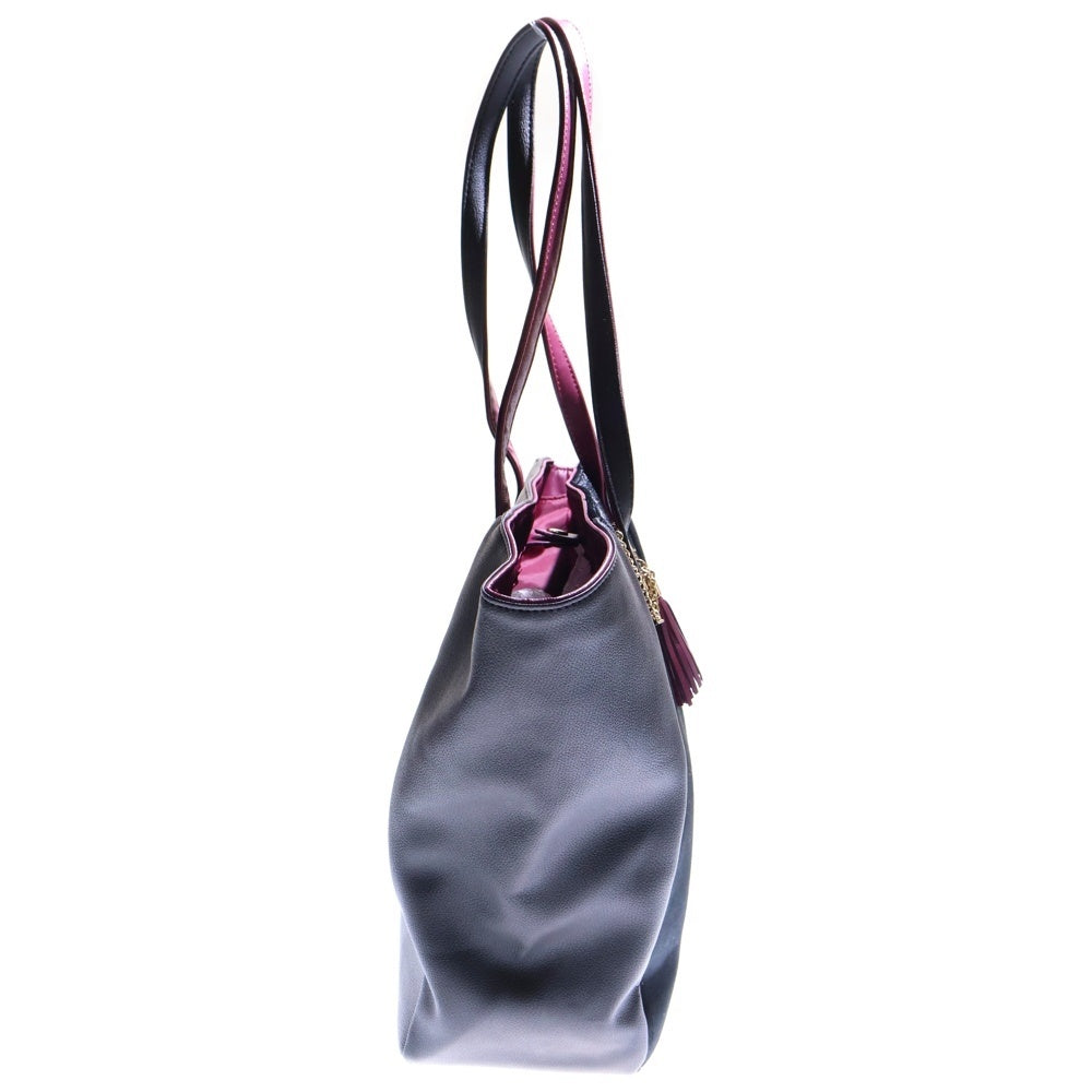 MENARD(メナード) トートバッグ ハンドバッグ レザー ブラック×パープル ゴールド金具