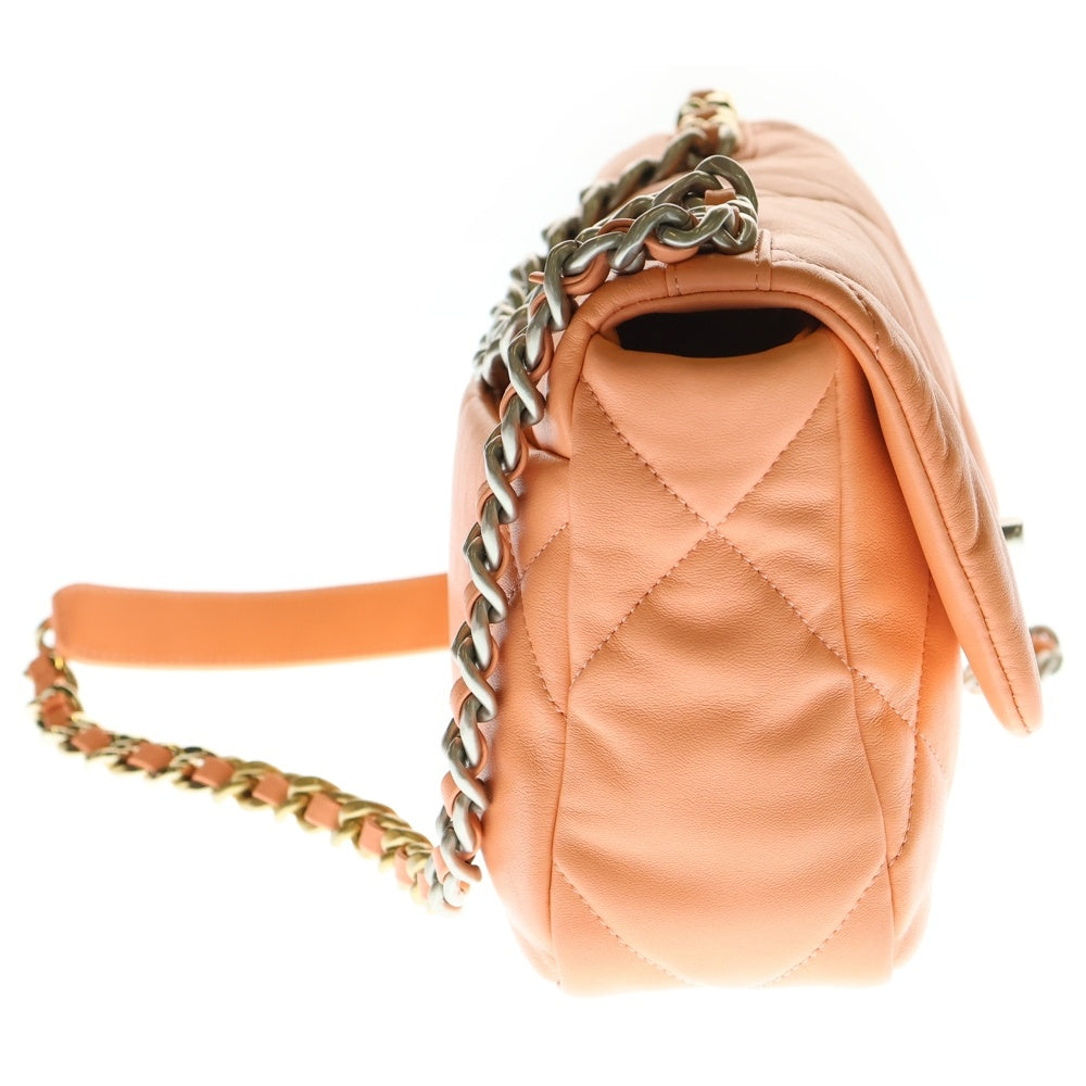 CHANEL(シャネル) シャネル19 ココマーク シャイニーラムスキン レザーチェーンショルダーバッグ ピンク レディース