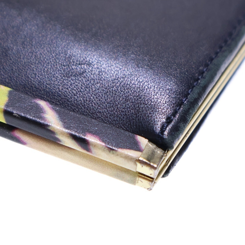 Paul Smith(ポールスミス) がま口長財布 ロングウォレット ゴールド金具 ネイビー レザー レディース