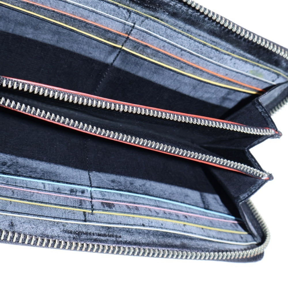 Paul Smith(ポールスミス) ホワイトステッチ ロングウォレット 長財布 カードケース ブラック シルバー金具 レディース