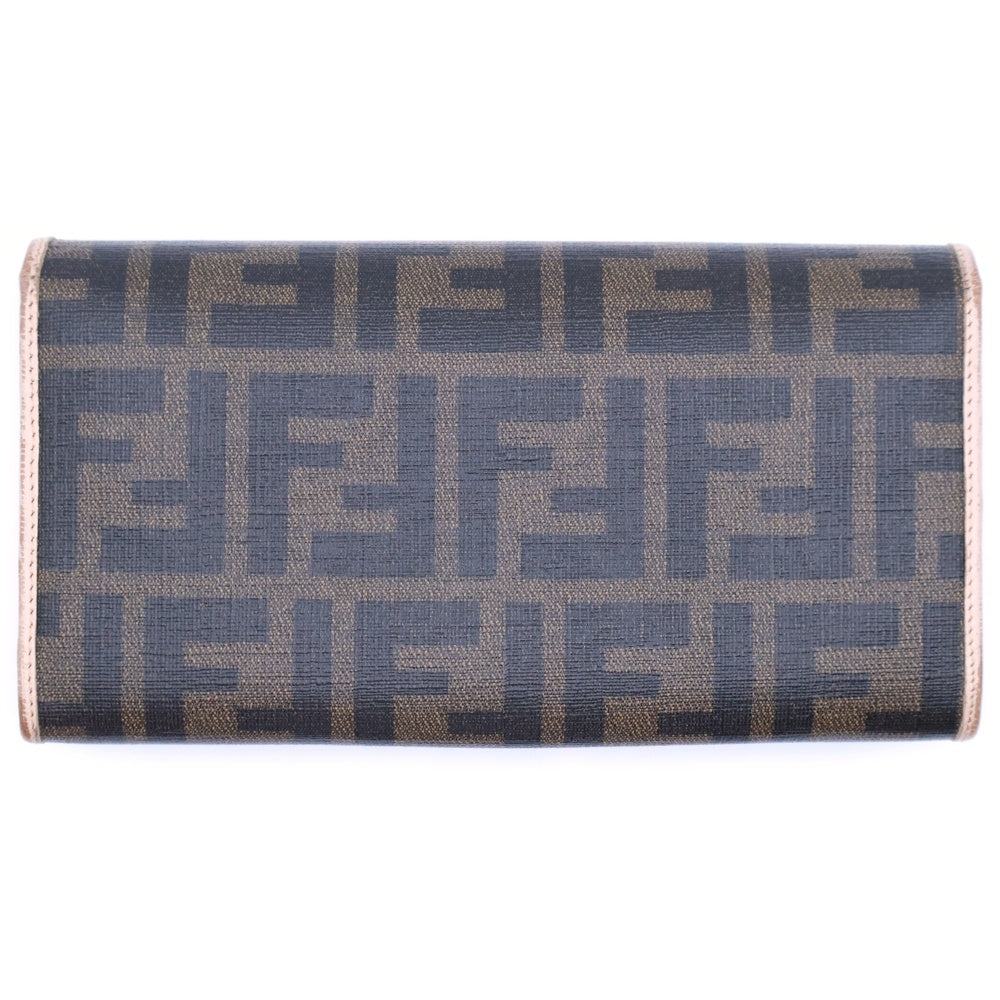 FENDI(フェンディ) ズッカ 二つ折り財布 ロングウォレット ブラウン PVCレザー