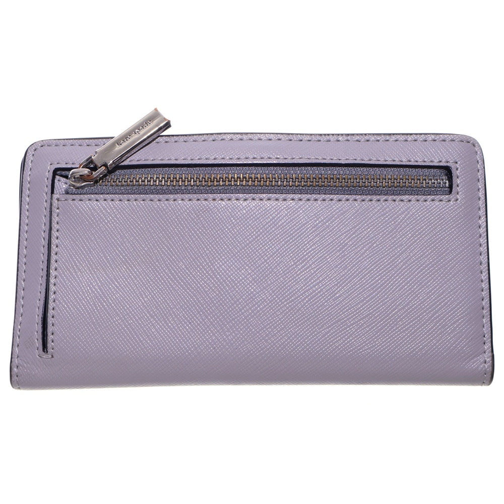 Kate Spade(ケイトスペード) ロゴ カードケース ロングウォレット 長財布 ホワイト×グレー レザー