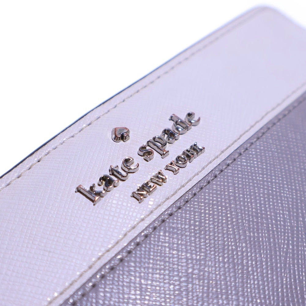 Kate Spade(ケイトスペード) ロゴ カードケース ロングウォレット 長財布 ホワイト×グレー レザー