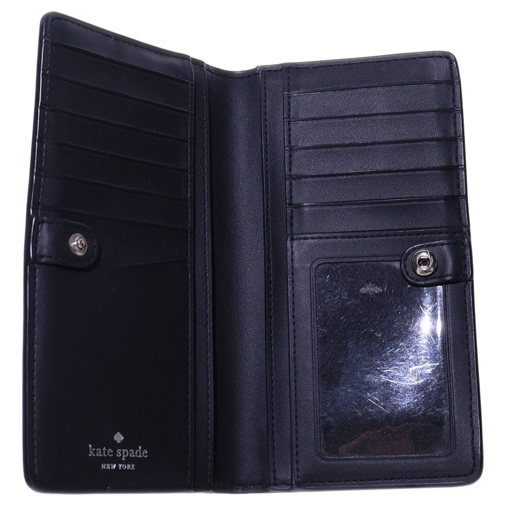 Kate Spade(ケイトスペード) ロゴ カードケース ロングウォレット 長財布 ホワイト×グレー レザー