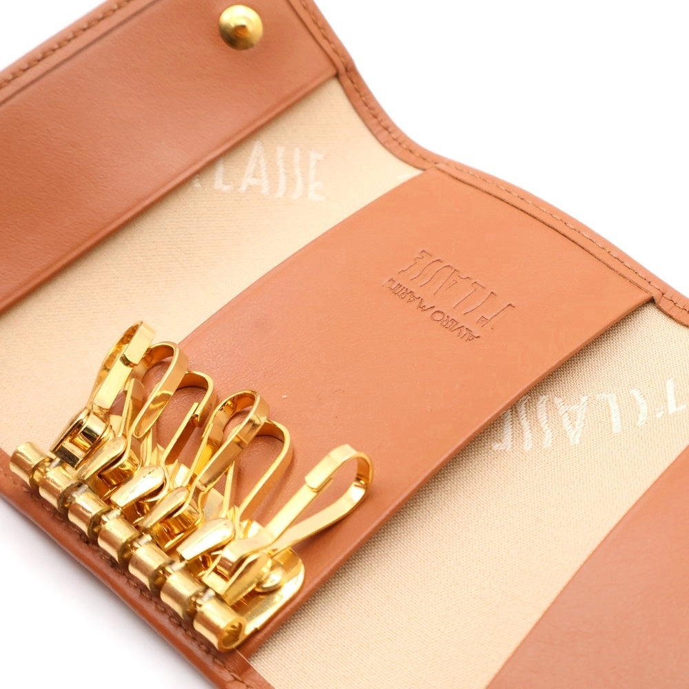 PRIMA CLASSE(プリマクラッセ) 地図 キーケース キーリング バッグチャーム ブラウン ゴールド金具 レザー×PVC