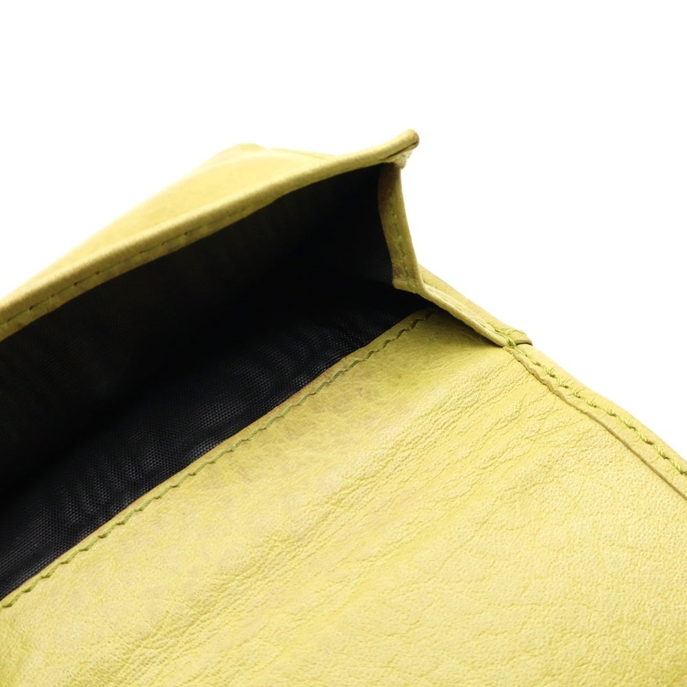 JIL SANDER(ジルサンダー) バッグチャーム 三つ折り財布 コンパクトウォレット コインケース イエローグリーン レザー シルバー金具