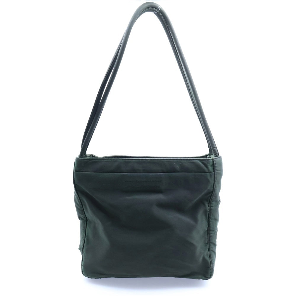 PRADA(プラダ) ハンドバッグ ミニトートバッグ グリーン カーキ ロゴ三角プレート テスート