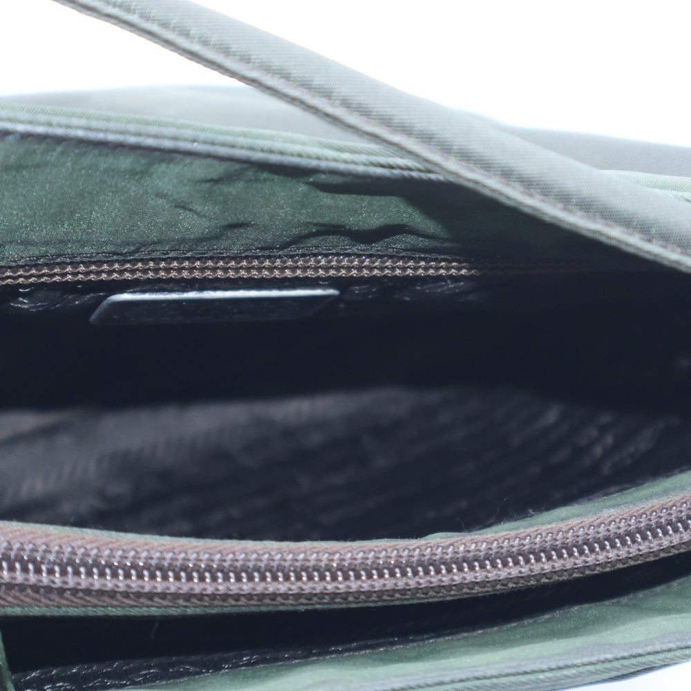 PRADA(プラダ) ハンドバッグ ミニトートバッグ グリーン カーキ ロゴ三角プレート テスート