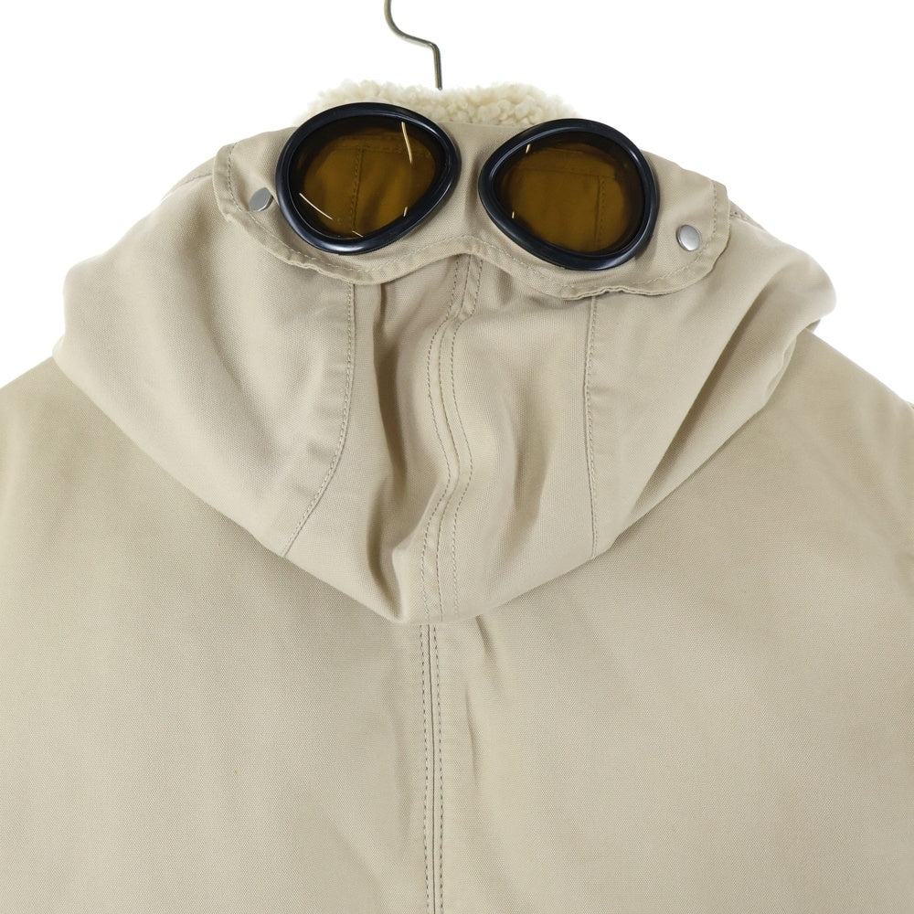 C.P. Company(シーピーカンパニー) 06AW Goggle Shearling Leather Jacket ゴーグル シアリング ムートン スエードレザー ボアライニング フーデッド ジップアップ ジャケット ベージュ 45184Q59