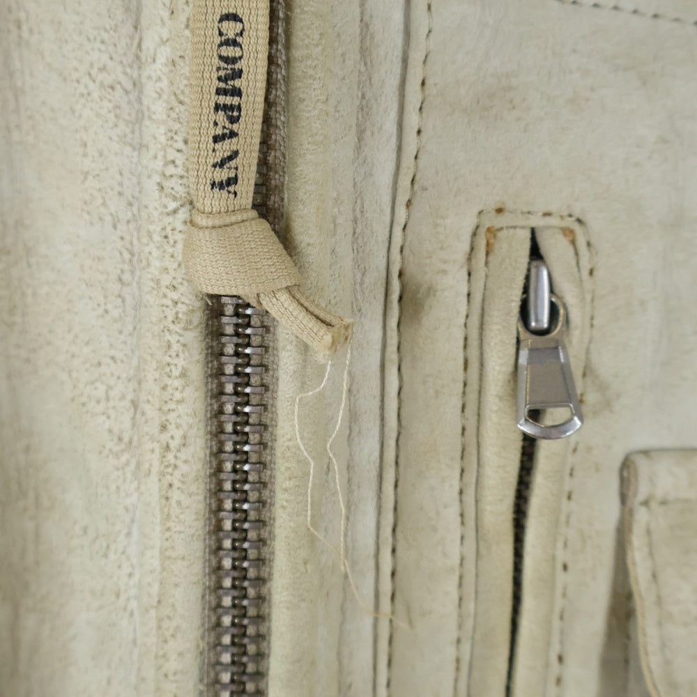 C.P. Company(シーピーカンパニー) 06AW Goggle Shearling Leather Jacket ゴーグル シアリング ムートン スエードレザー ボアライニング フーデッド ジップアップ ジャケット ベージュ 45184Q59