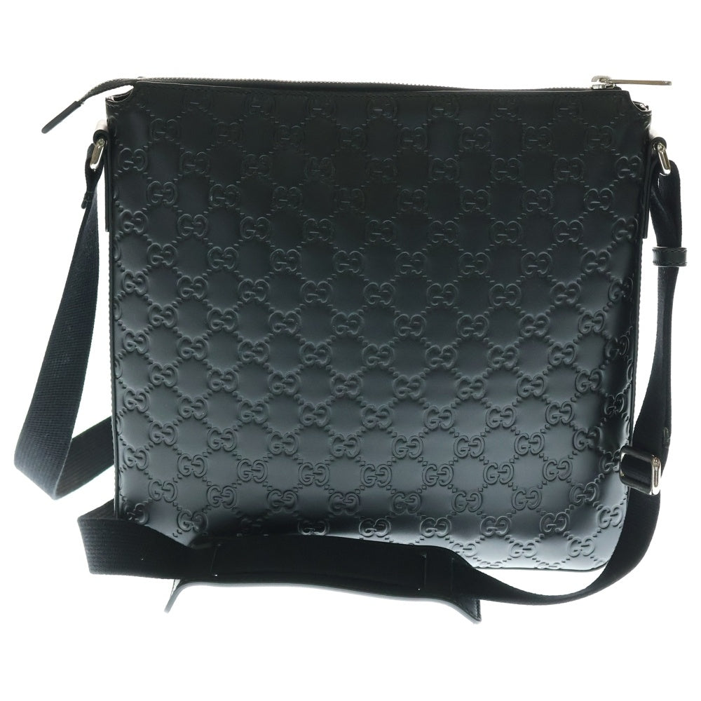 GUCCI(グッチ) グッチシマ ショルダーバッグ メッセンジャーバッグ ブラック シルバー金具 レザー 406408