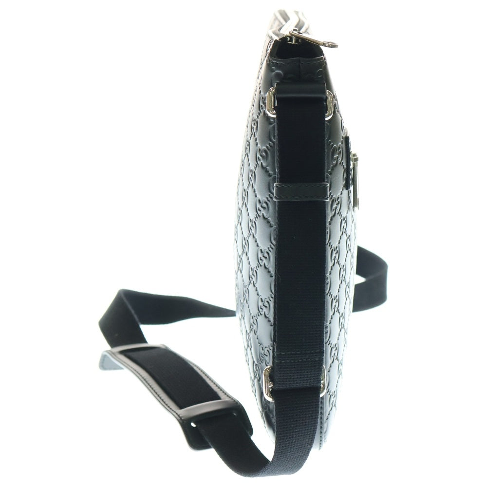 GUCCI(グッチ) グッチシマ ショルダーバッグ メッセンジャーバッグ ブラック シルバー金具 レザー 406408