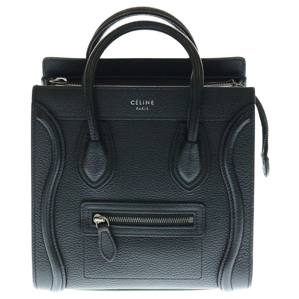 CELINE(セリーヌ) ラゲージナノショッパー 2WAY レザーハンドバッグ ショルダーバッグ ブラック レディース