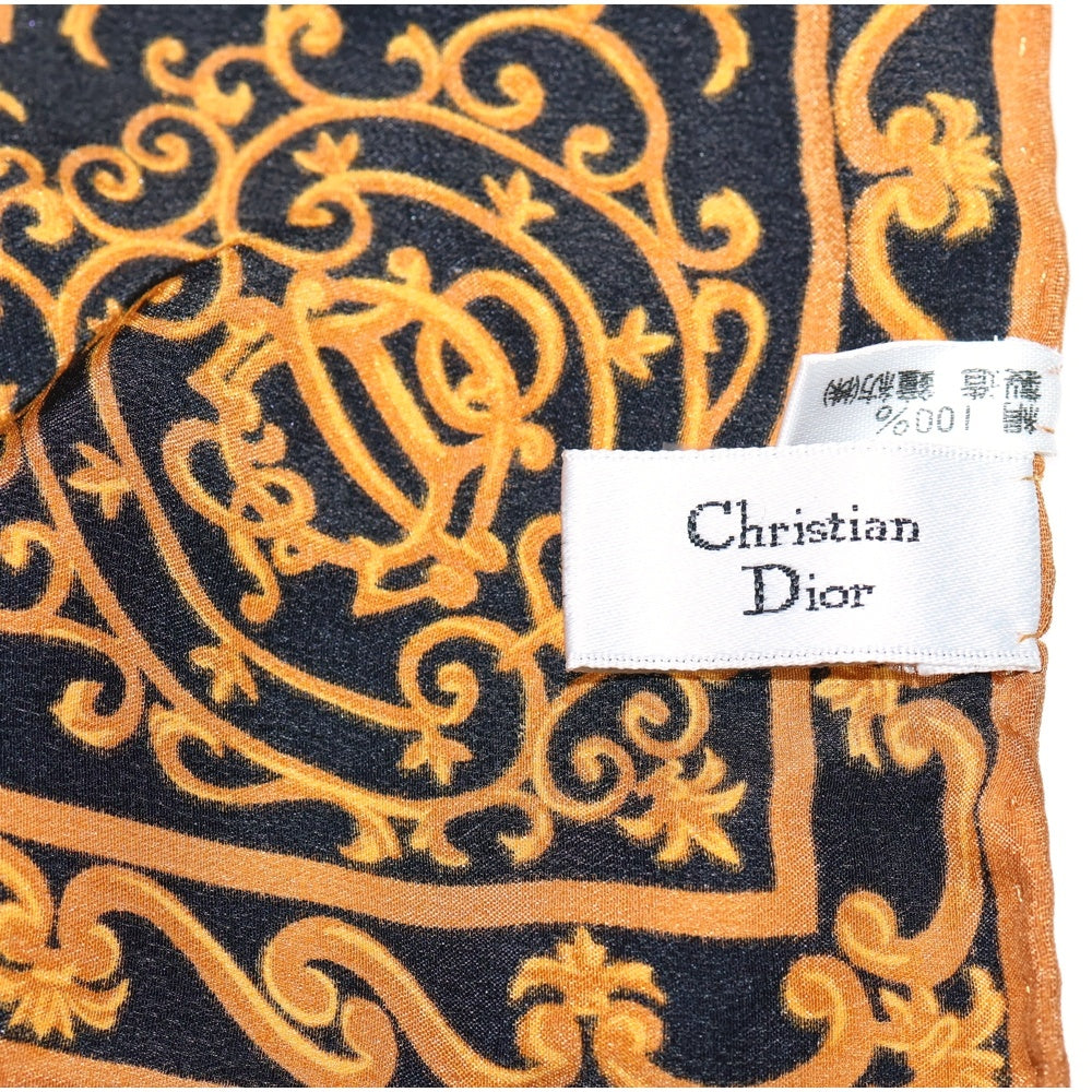 Christian Dior(クリスチャンディオール) スカーフ ハンカチ ブラック×ブラウン