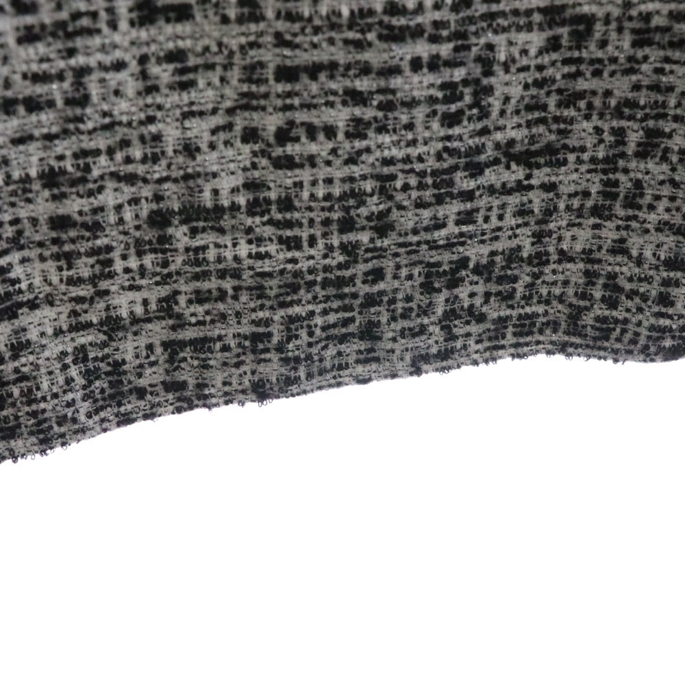 自由区(ジユウク) バックジップ ツイード切り替えワンピース グレー×ホワイト