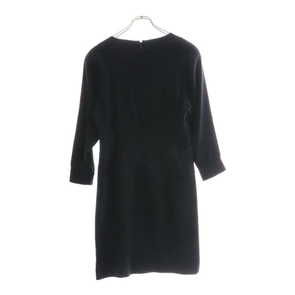 COURREGES(クレージュ) バッグジップ クルーネック半袖ワンピース ネイビー