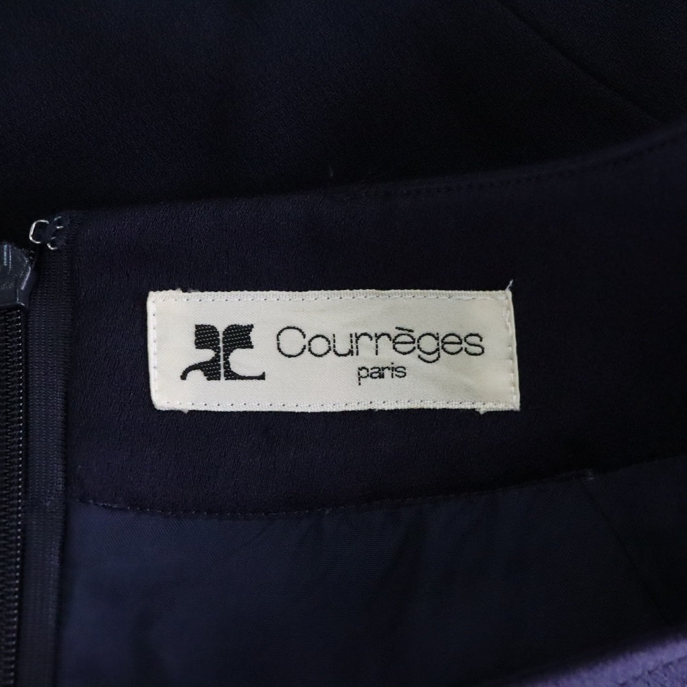 COURREGES(クレージュ) バッグジップ クルーネック半袖ワンピース ネイビー