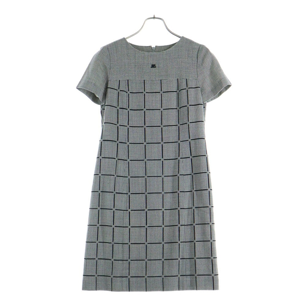 COURREGES(クレージュ) 半袖チェックワンピース ブラック×ホワイト