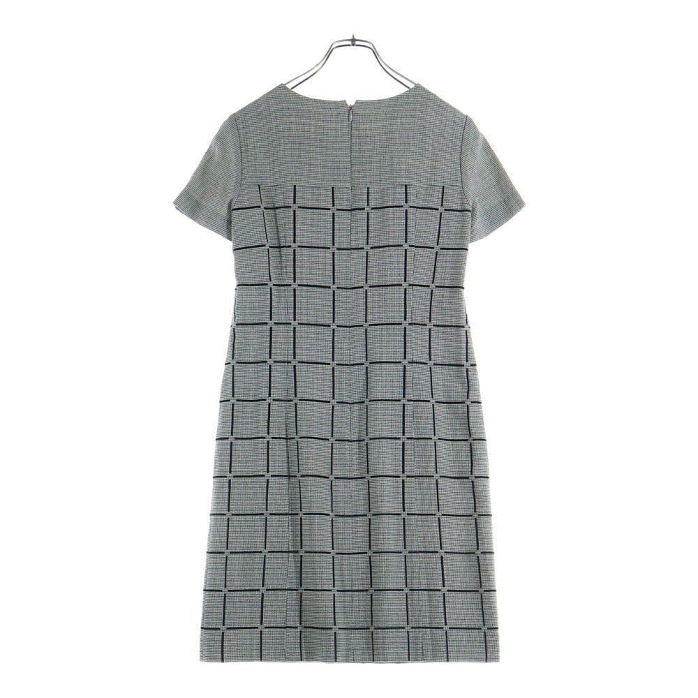 COURREGES(クレージュ) 半袖チェックワンピース ブラック×ホワイト