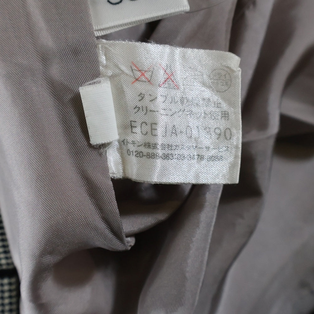 COURREGES(クレージュ) 半袖チェックワンピース ブラック×ホワイト