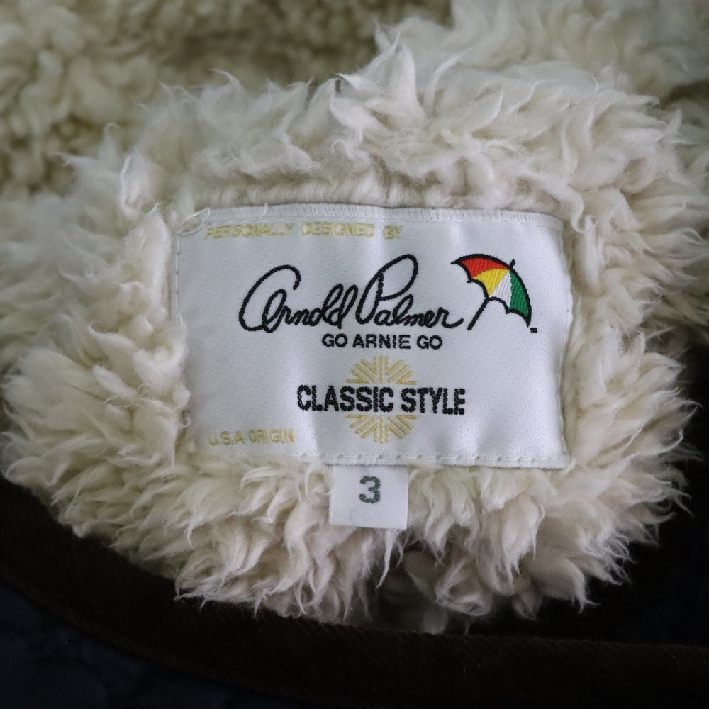 Arnold Palmer(アーノルドパーマー) キルティングロングジャケット ネイビー コーデュロイ×ナイロン