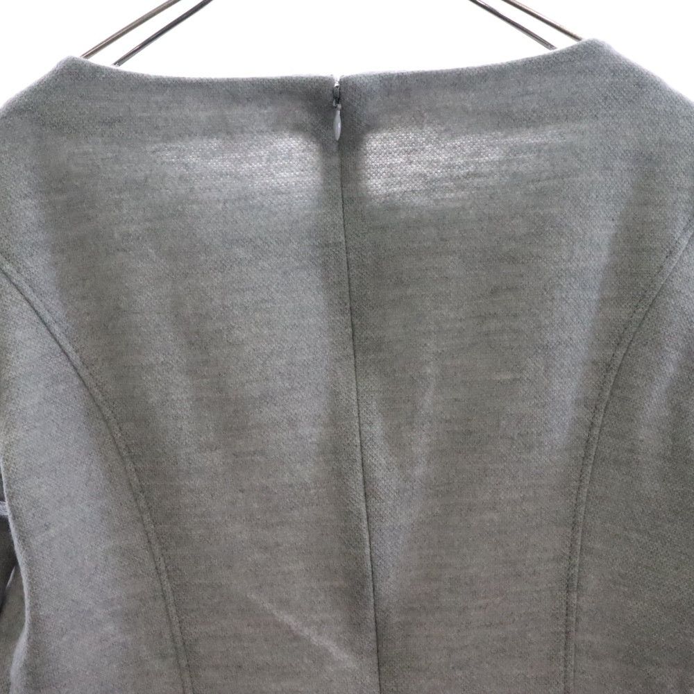 COURREGES(クレージュ) バックジップ 切り替えワンピース ライトグレー×ミントグリーン