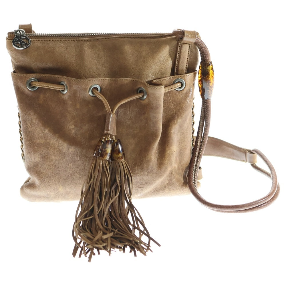 GIORGIO ARMANI(ジョルジオアルマーニ) ショルダーバッグ ショルダーポシェット ブラウン シルバー金具 レザー