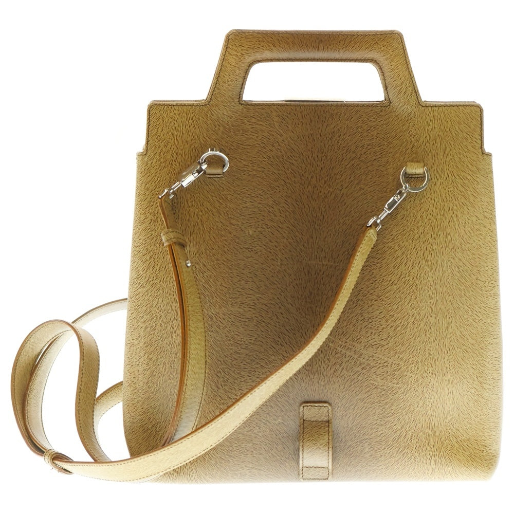 Salvatore Ferragamo(サルヴァトーレ フェラガモ) ガンチーニ 2WAYバッグ ハンドバッグ ショルダーバッグ リュックサック ブラウン レザー シルバー金具