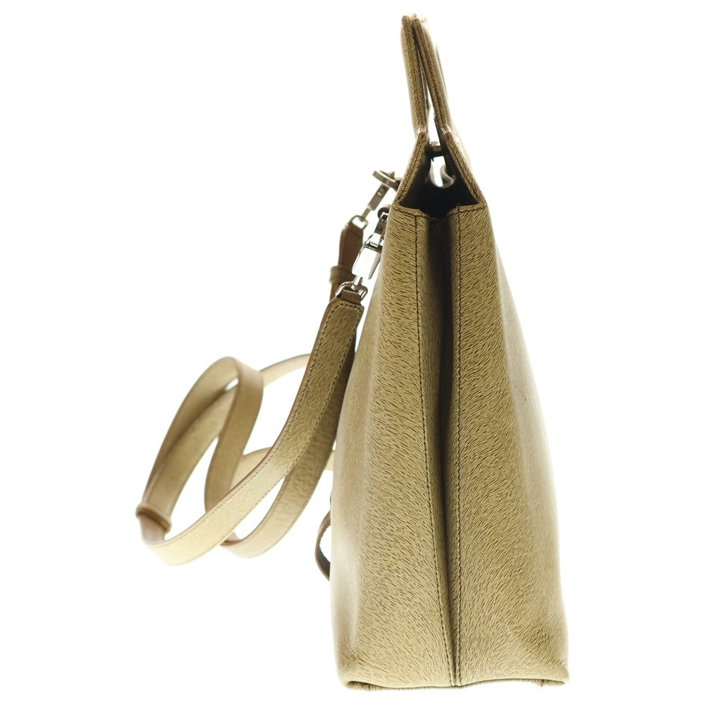 Salvatore Ferragamo(サルヴァトーレ フェラガモ) ガンチーニ 2WAYバッグ ハンドバッグ ショルダーバッグ リュックサック ブラウン レザー シルバー金具