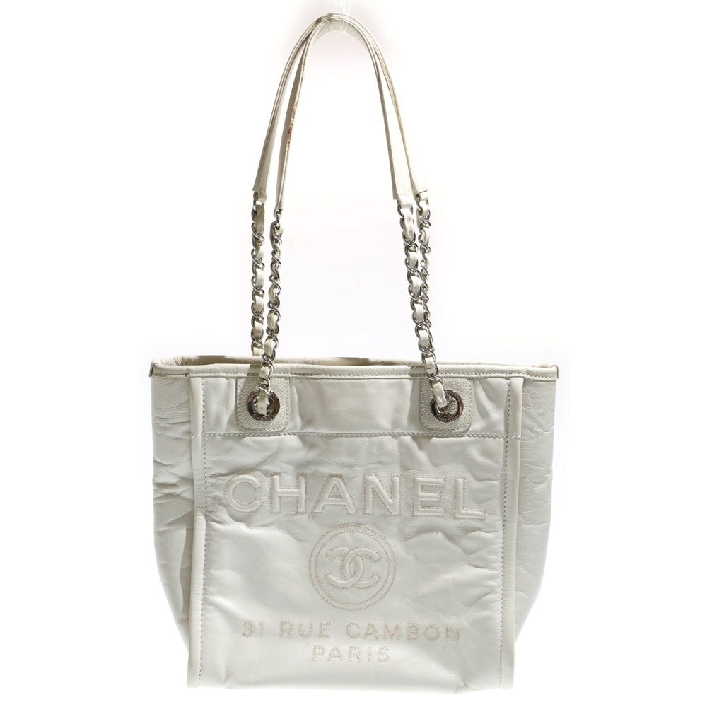 CHANEL(シャネル) ドーウィルPM チェーントートバッグ ハンドバッグ ホワイト レザー シルバー金具