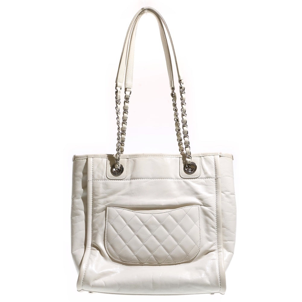 CHANEL(シャネル) ドーウィルPM チェーントートバッグ ハンドバッグ ホワイト レザー シルバー金具