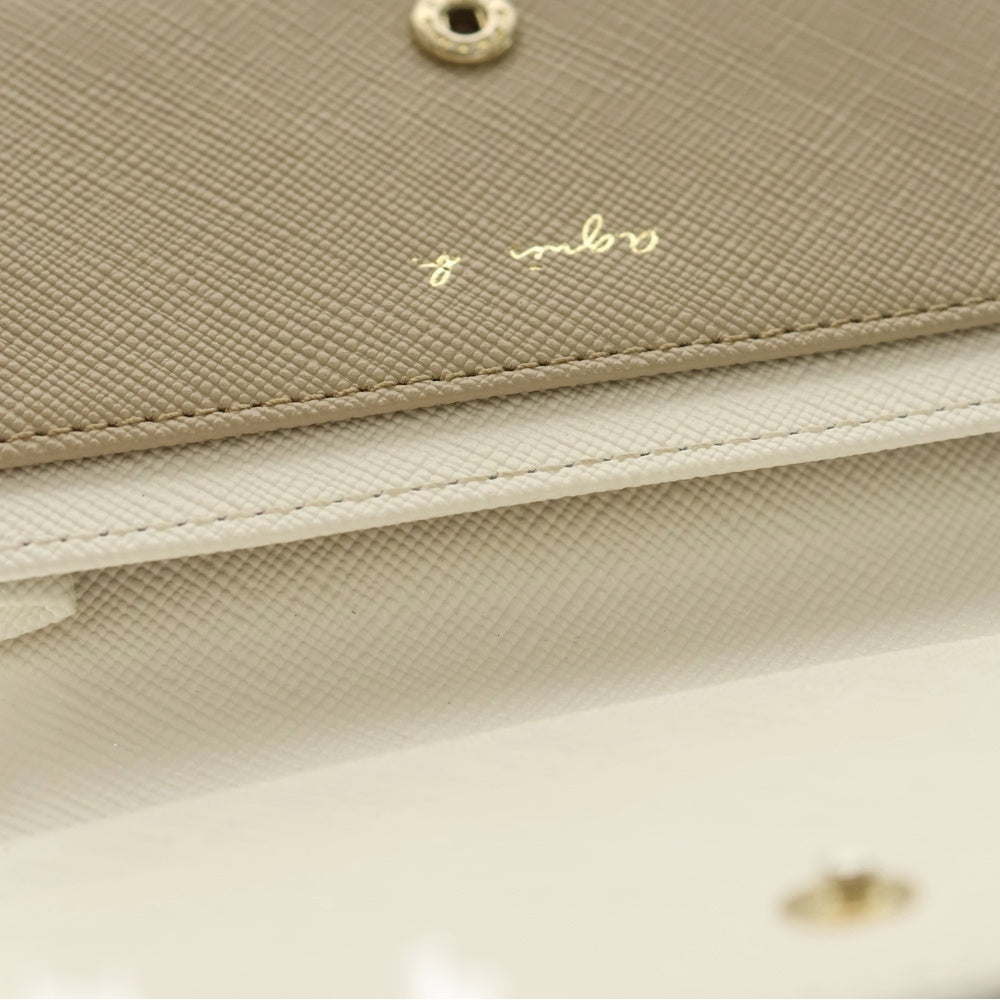 agnes b.(アニエスベー) カードケース 名刺入れ コインケース レザー ベージュ ゴールド金具