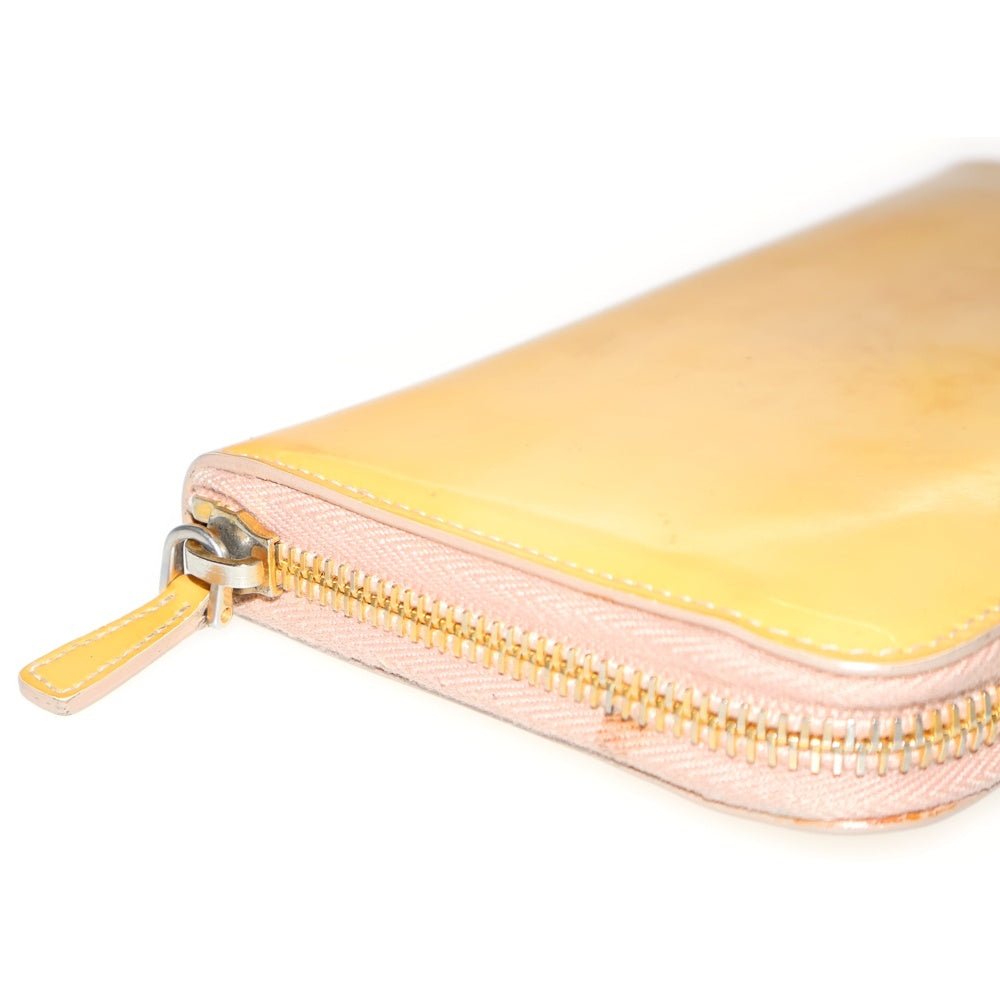 miumiu(ミュウミュウ) リボン ラウンドファスナー長財布 ロングウォレット イエロー パテント エナメル