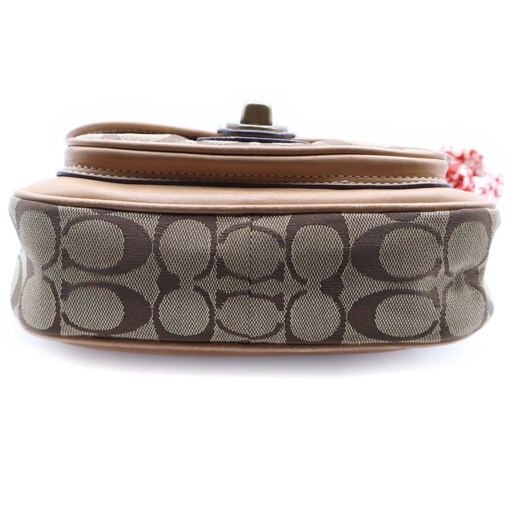 COACH(コーチ) ショルダーバッグ ミニバッグ ショルダーポシェット ベージュ レザー×キャンバス ゴールド金具