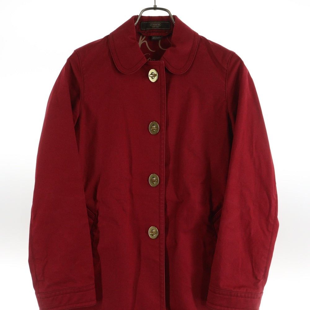 COACH(コーチ) ロゴ裏地コットン地コート ゴールド金具 レッド