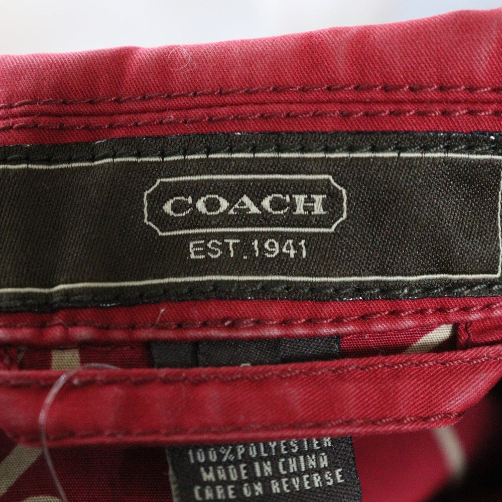 COACH(コーチ) ロゴ裏地コットン地コート ゴールド金具 レッド