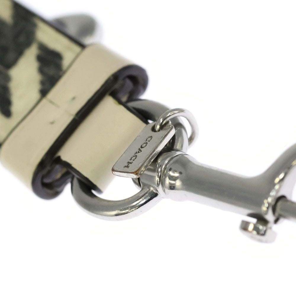 COACH(コーチ) キーホルダー バッグチャーム キーリング シルバー金具 ホワイト×グレー 千鳥格子