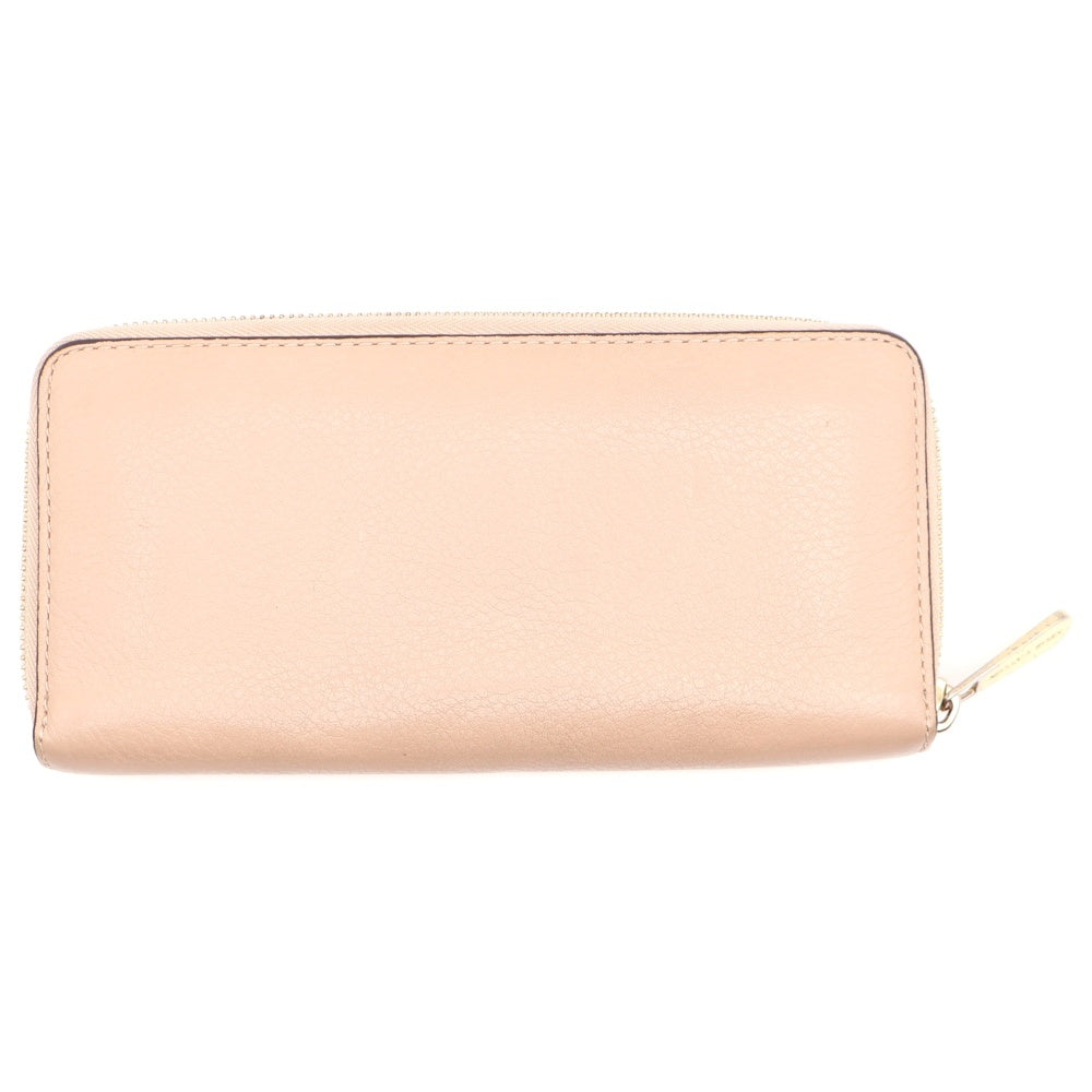 MICHAEL KORS(マイケルコース) ロゴプレート ロングウォレット 長財布 ベージュ レザー ゴールド金具