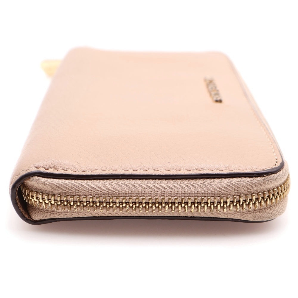 MICHAEL KORS(マイケルコース) ロゴプレート ロングウォレット 長財布 ベージュ レザー ゴールド金具
