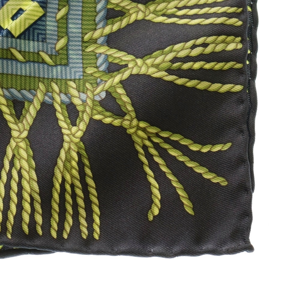 GUCCI(グッチ) ベルト柄 大判スカーフ シルク ネイビー×グリーン