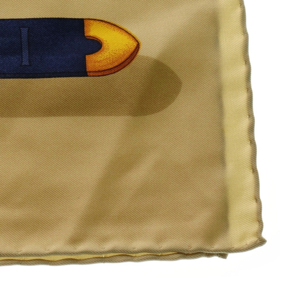 GUCCI(グッチ) ベルト柄 大判スカーフ シルク ベージュ×ブラウン