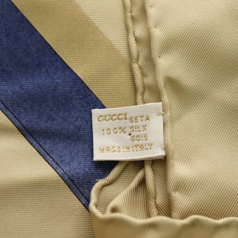 GUCCI(グッチ) ベルト柄 大判スカーフ シルク ベージュ×ブラウン
