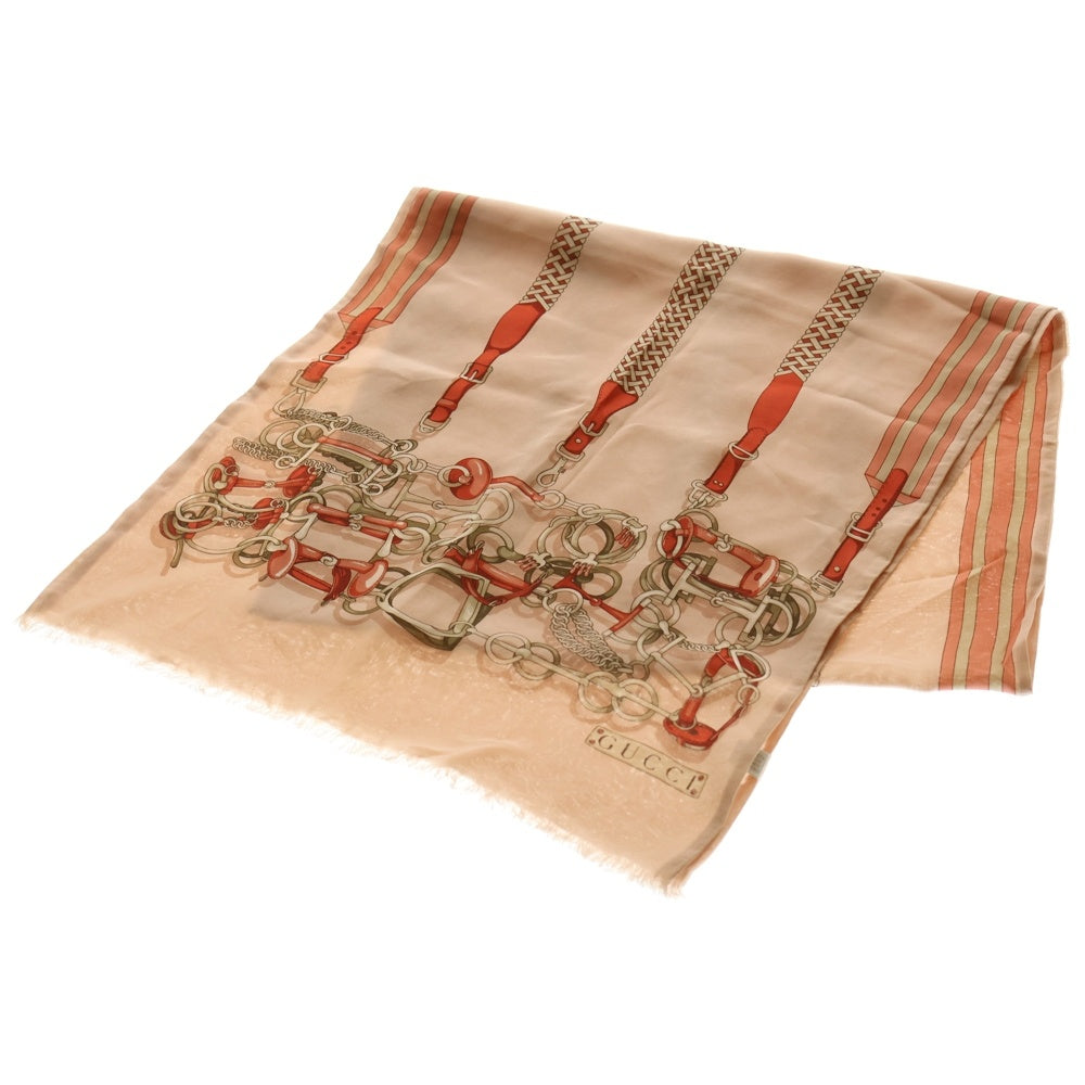 GUCCI(グッチ) ベルト柄 スカーフ ストール ピンクベージュ