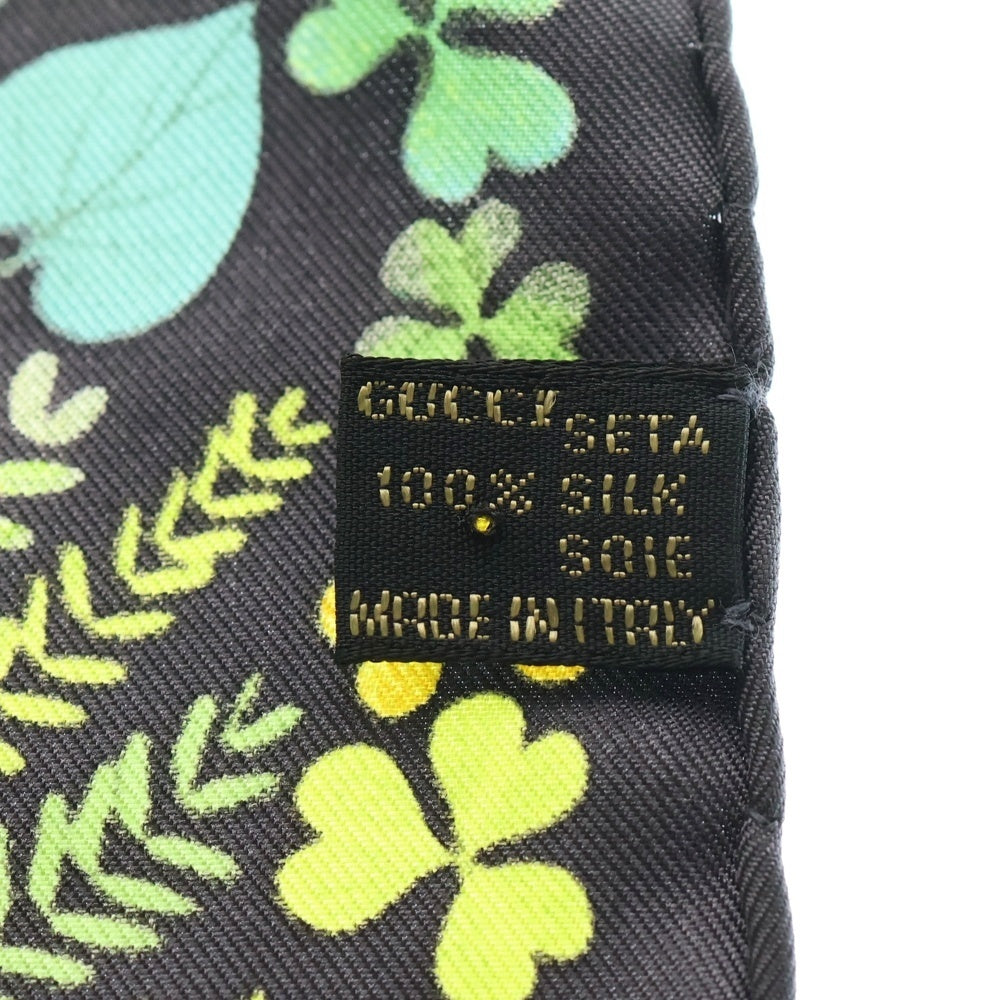 GUCCI(グッチ) 大判スカーフ シルク リーフ柄 グレー×グリーン