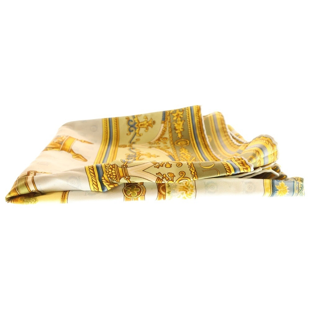 GUCCI(グッチ) 椅子柄 大判スカーフ シルク イエロー×ライトブルー