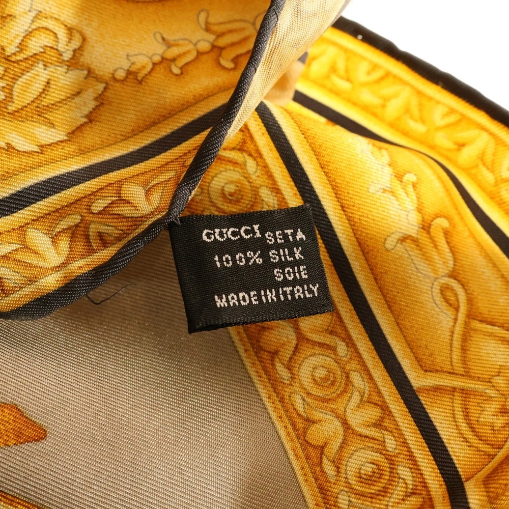 GUCCI(グッチ) ダイアナ 大判スカーフ シルク ネイビー×イエロー