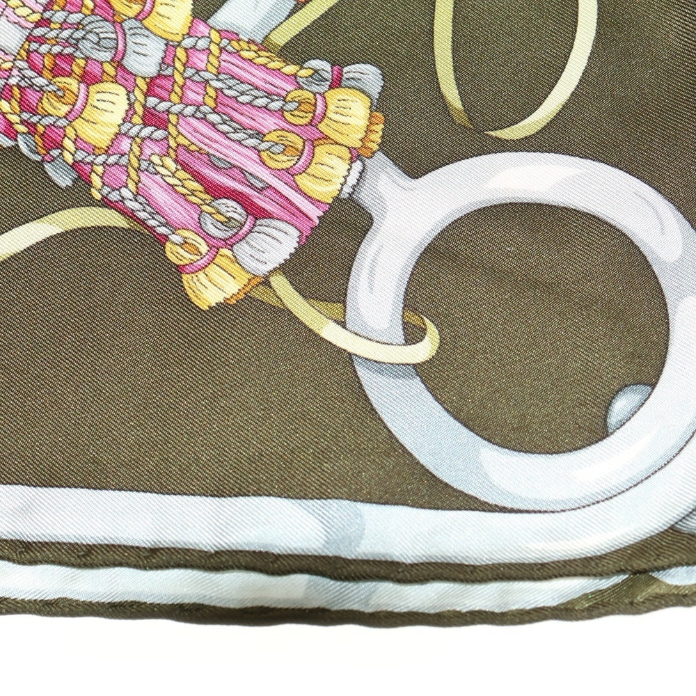 GUCCI(グッチ) 大判スカーフ シルク 総柄 カーキ グリーン