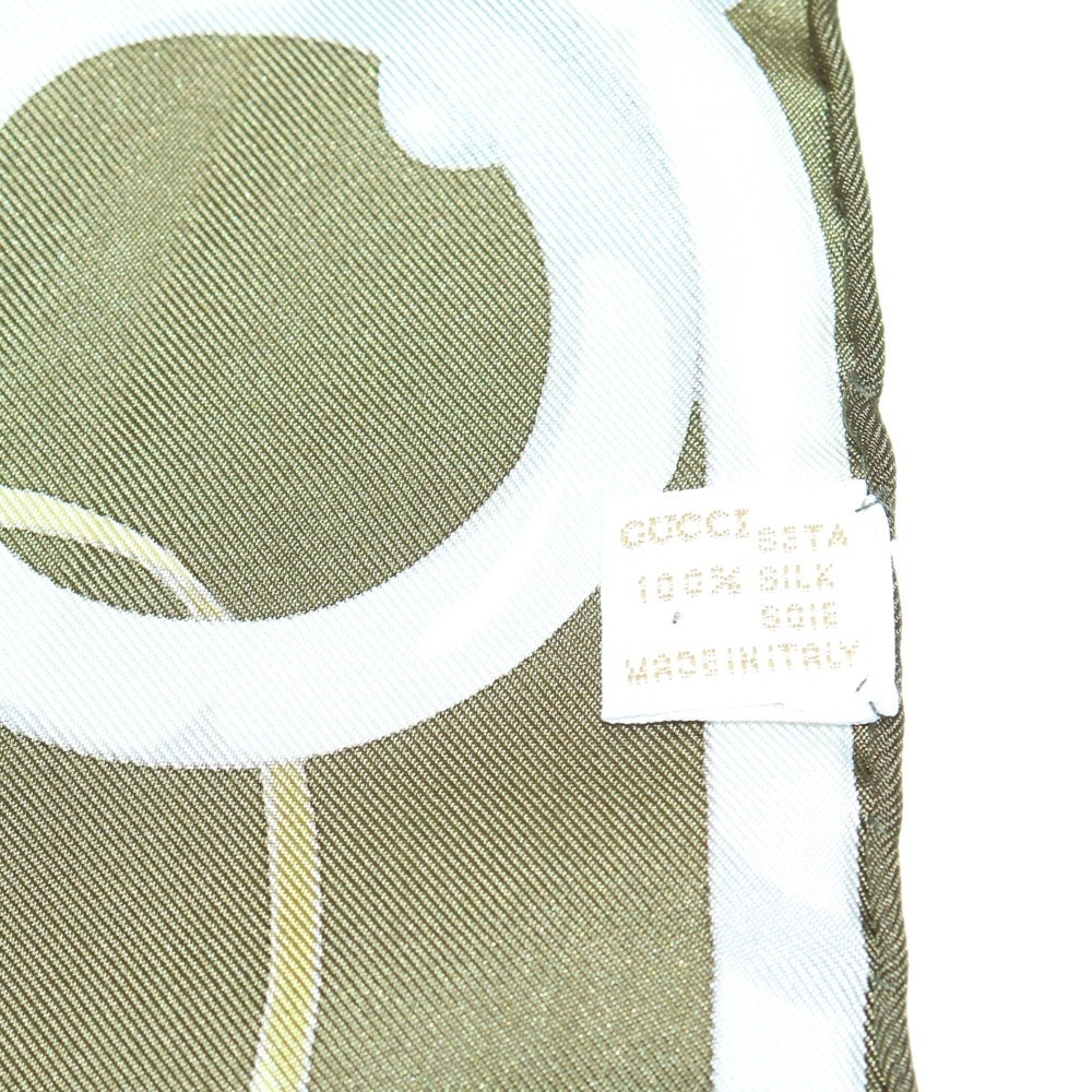 GUCCI(グッチ) 大判スカーフ シルク 総柄 カーキ グリーン